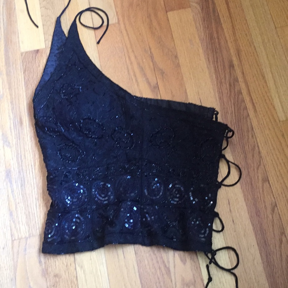 Handmade beaded v-neck blouse
